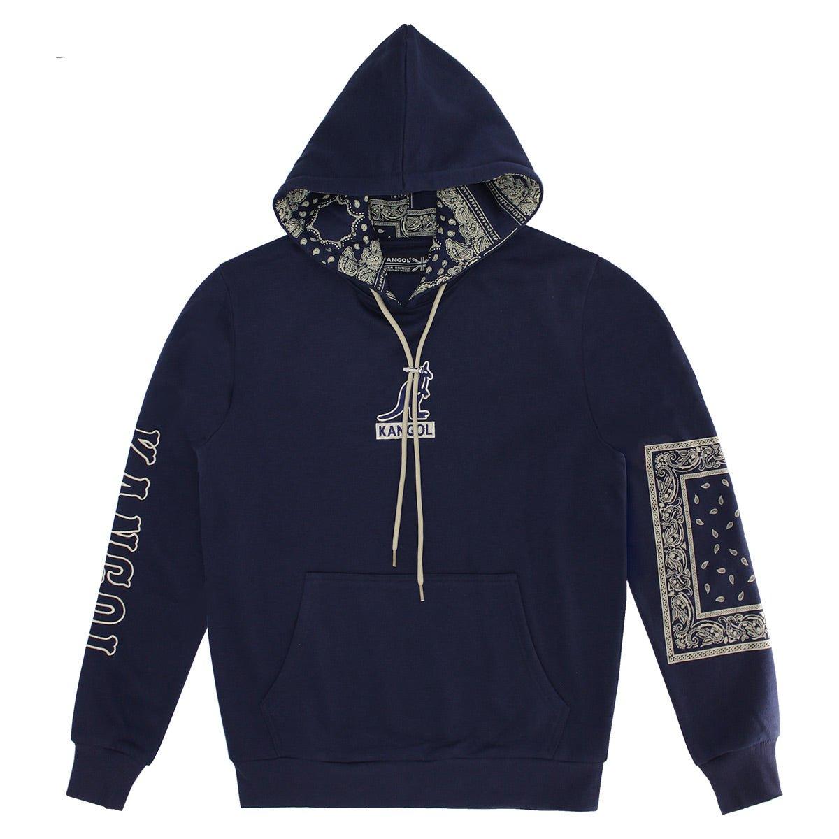 Black Pullover Hoodie with Paisley Hood Lining