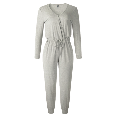 TTFN WOMEN'S LONGSLEEVE ROMPER JUMPSUIT WITH CROSS OVER SNAP CLOSURE